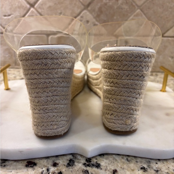Wedge Jute Hemp Platform Slip-On Clear Strap Sandals 9 1/2 - Picture 5 of 11